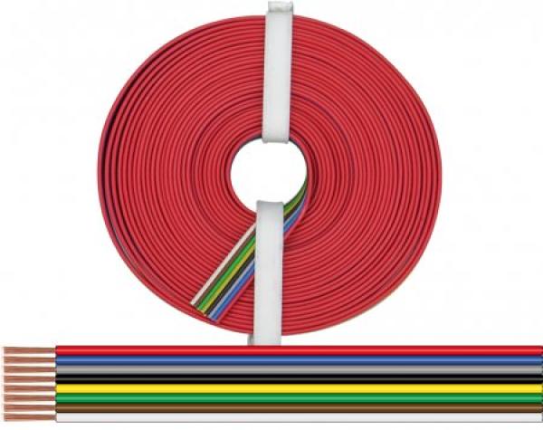 Kupferlitze 8 x 0,14 mm² / 5 m rot-blau-grau-schwarz-gelb-grün-braun-weiß, 119-885